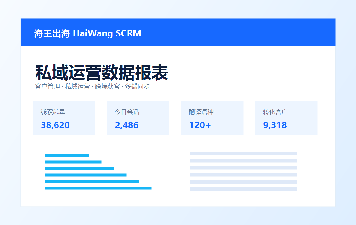 海王出海scrm客户管理和私域运营界面